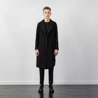 WOOL COAT WITH BUCKLE BELT BLACK