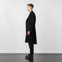 WOOL COAT WITH BUCKLE BELT BLACK