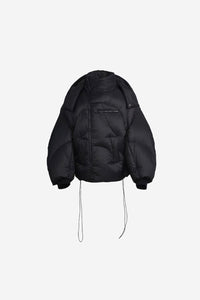 ASYMMETRICAL BLACK PUFFER JACKET